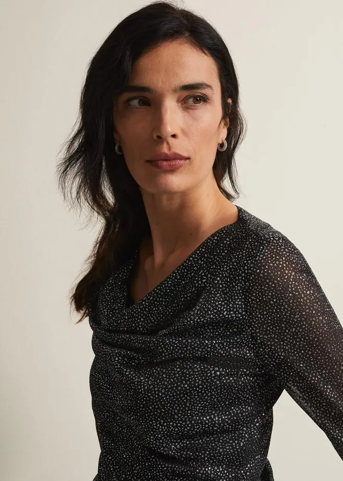 Sera Shimmer Cowl Neck Top Teal Women Phase Eight Tops and TShirts