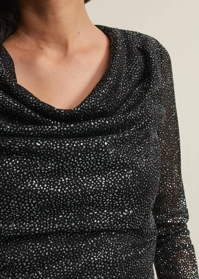 Sera Shimmer Cowl Neck Top Teal Women Phase Eight Tops and TShirts