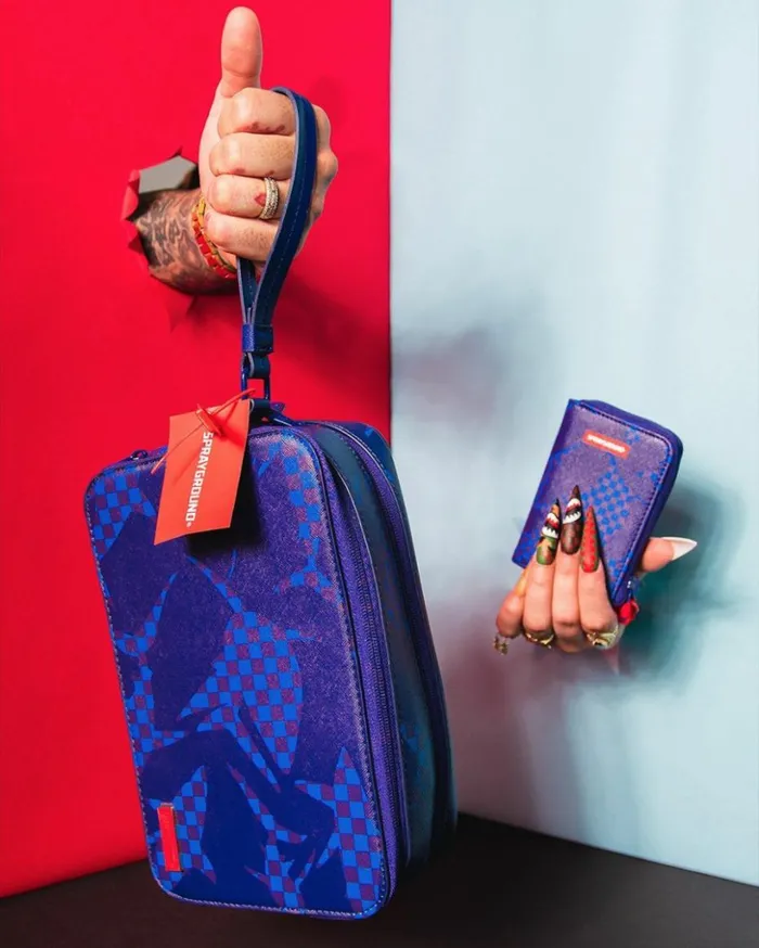 SHARK CHECK BLUE TOILETRY Bags SPRAYGROUND