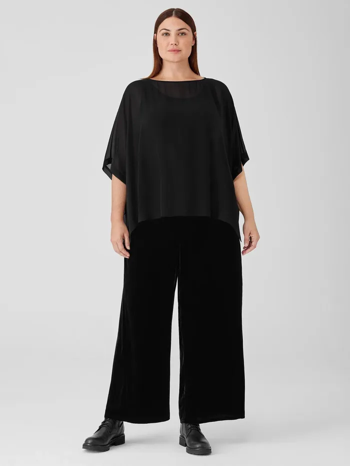 Sheer Silk Georgette Poncho Black Women Eileen Fisher Tops and Tees
