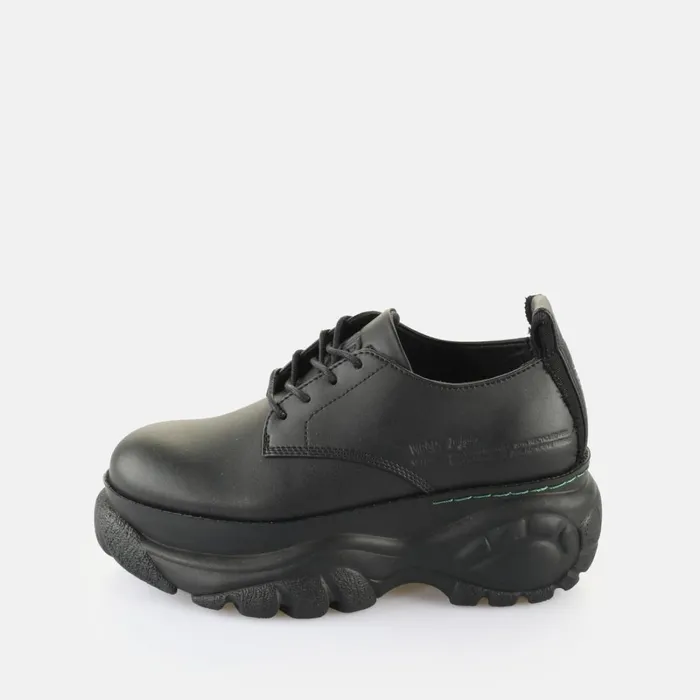 Shift08M990 8211 Vegan Corn Based Nappa 8211 Black Black Buffalo Lace Up Shoes