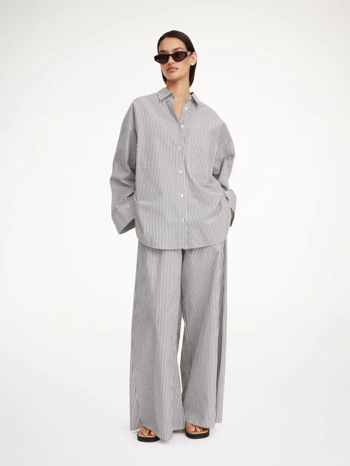 Shirts Women By Malene Birger Derris Organic Cotton Shirt Navy Stripe