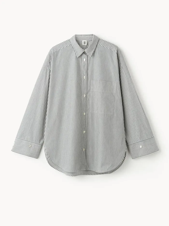 Shirts Women By Malene Birger Derris Organic Cotton Shirt Navy Stripe
