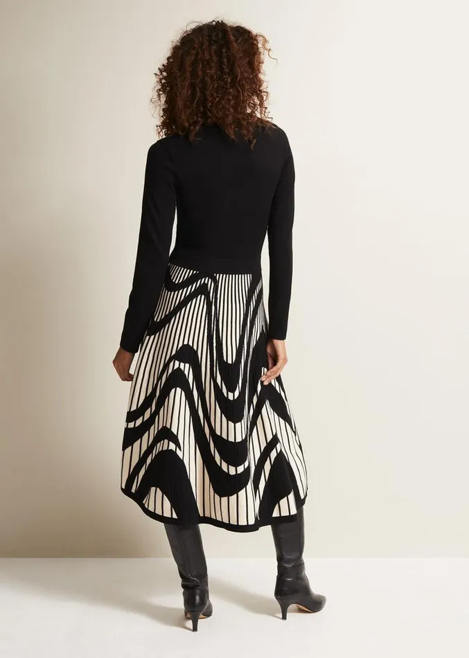 Silvia Fit And Flare Midi Dress Blackivory Women Phase Eight Dresses