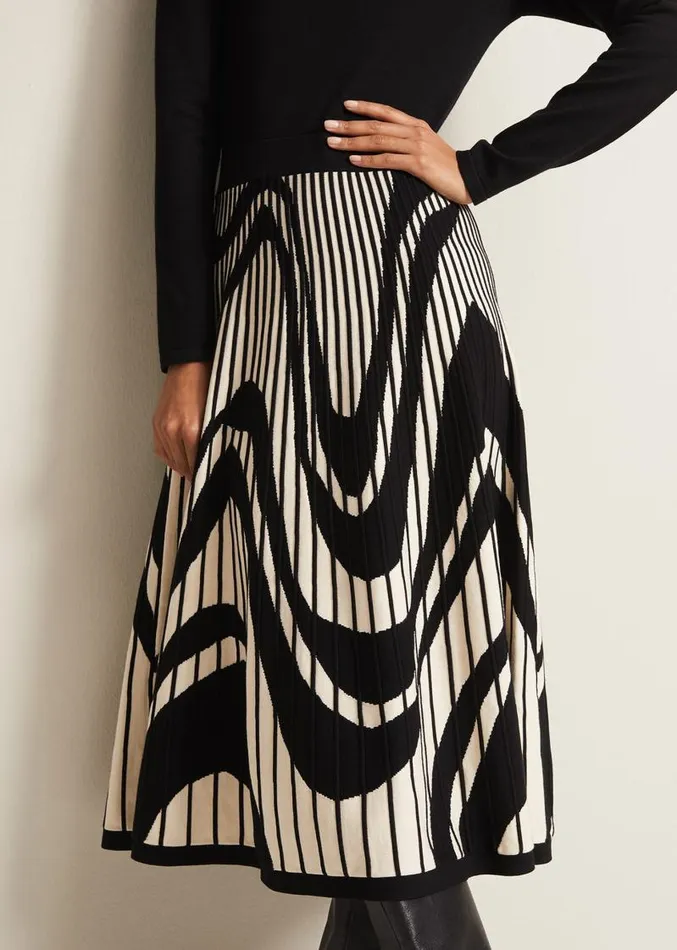Silvia Fit And Flare Midi Dress Blackivory Women Phase Eight Dresses