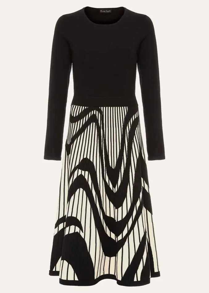 Silvia Fit And Flare Midi Dress Blackivory Women Phase Eight Dresses