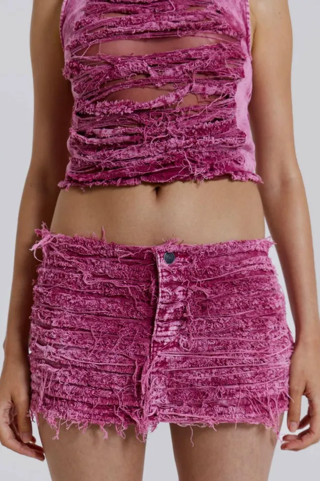 Sinner Denim Mini Skirt Pink Women Jaded London Skirts