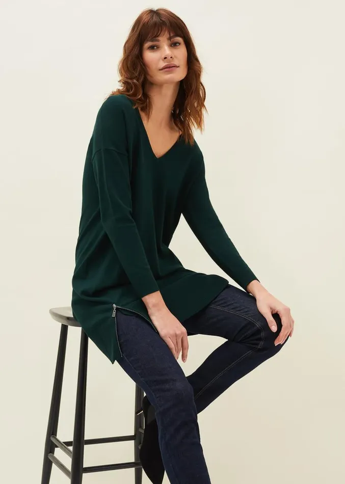 Skylar Knitted Tunic Dress Forest Women Phase Eight Dresses