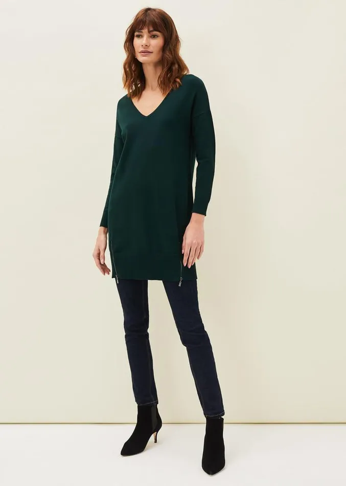 Skylar Knitted Tunic Dress Forest Women Phase Eight Dresses