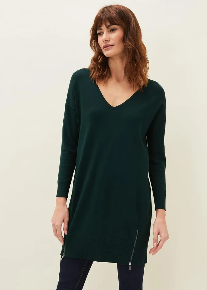 Skylar Knitted Tunic Dress Forest Women Phase Eight Dresses