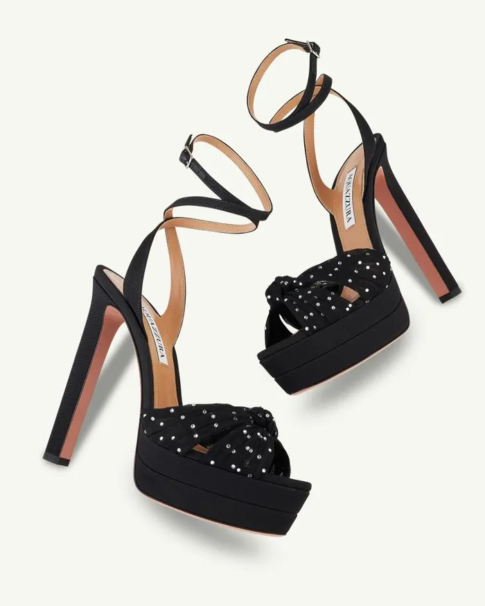 Slow Kisses Sandal Plateau 130 Black Women Aquazzura Platforms Slow Kisses Sandal Plateau 130 Black Women Aquazzura Platforms