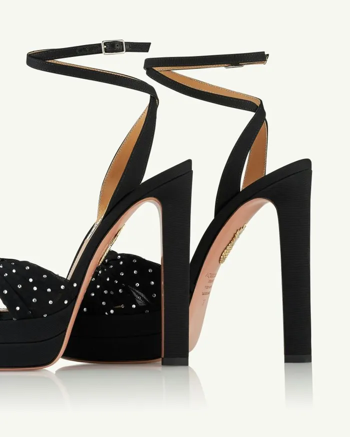 Slow Kisses Sandal Plateau 130 Black Women Aquazzura Platforms Slow Kisses Sandal Plateau 130 Black Women Aquazzura Platforms