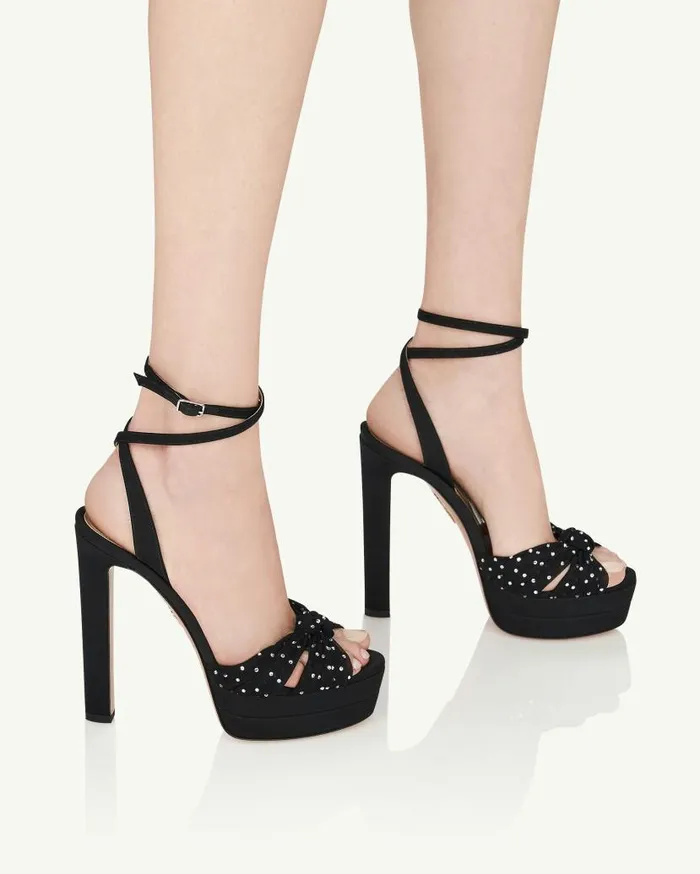 Slow Kisses Sandal Plateau 130 Black Women Aquazzura Platforms Slow Kisses Sandal Plateau 130 Black Women Aquazzura Platforms