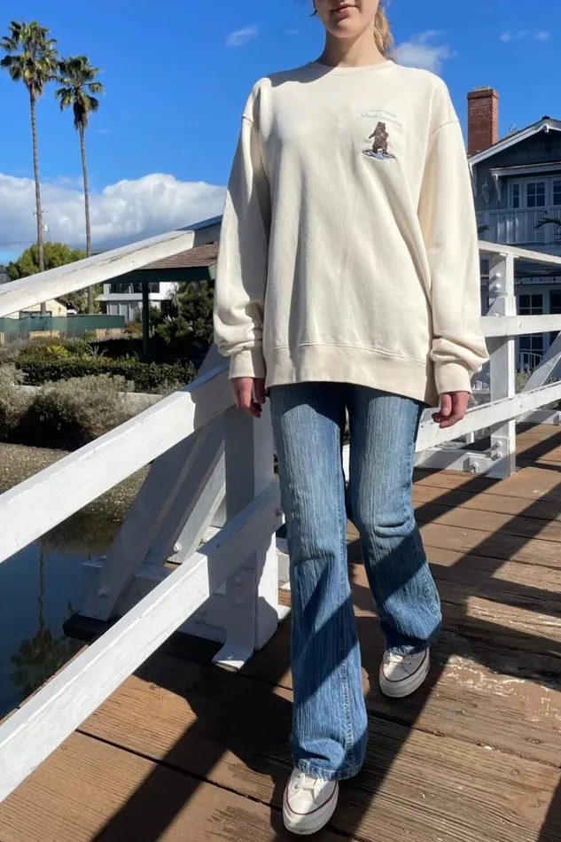 Snow Lodge Greater Yellowstone Sweatshirt Ivory Women Brandy Melville Sweatpants and Sweatshirts
