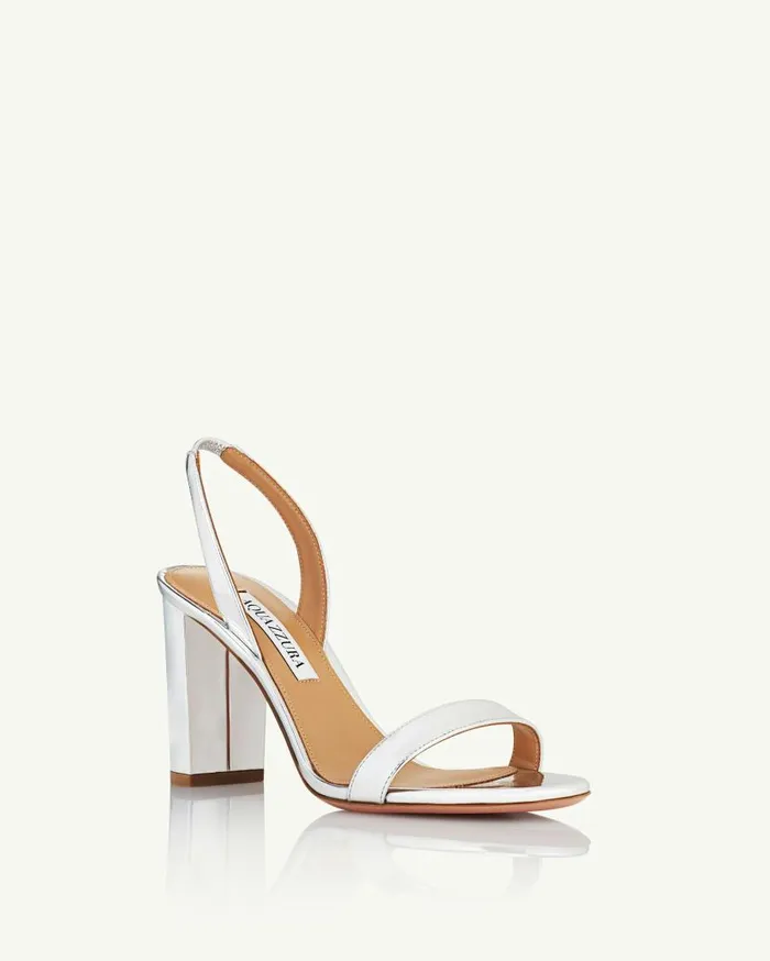 So Nude Block Sandal 85 Silver Women Aquazzura Sandals