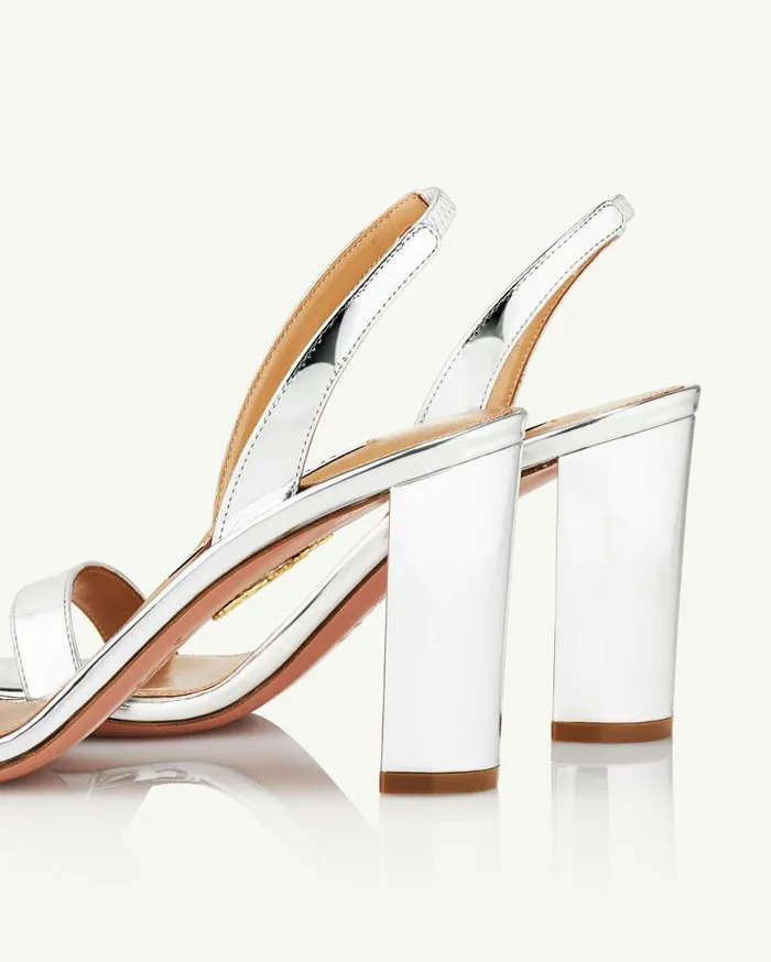 So Nude Block Sandal 85 Silver Women Aquazzura Sandals So Nude Block Sandal 85 Silver Women Aquazzura Sandals