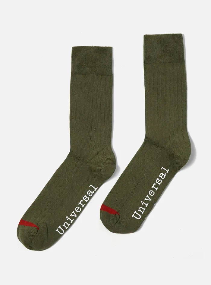 Socks Men Universal Works Universal Works 3 Pack Modal Sock In EcruGreyGreen Rib Knit