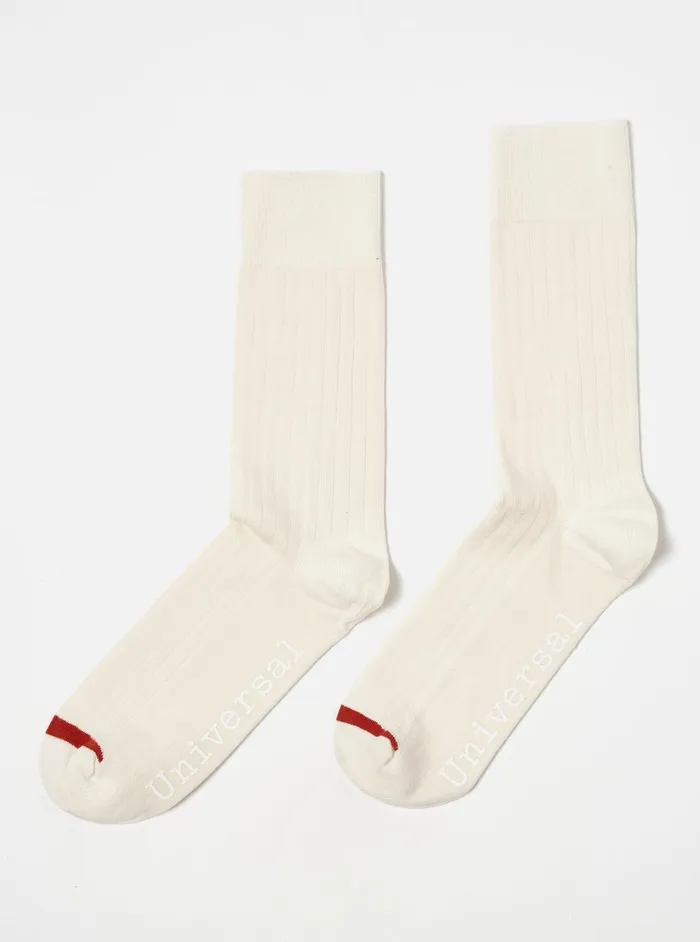 Socks Men Universal Works Universal Works 3 Pack Modal Sock In EcruGreyGreen Rib Knit