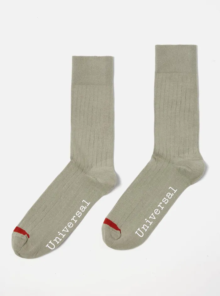 Socks Men Universal Works Universal Works 3 Pack Modal Sock In EcruGreyGreen Rib Knit