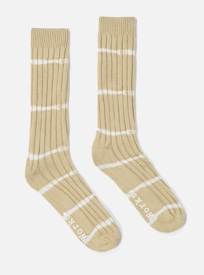 Socks Men Universal Works Universal Works Slub Sock In Dark Sand Tie Dye Knit