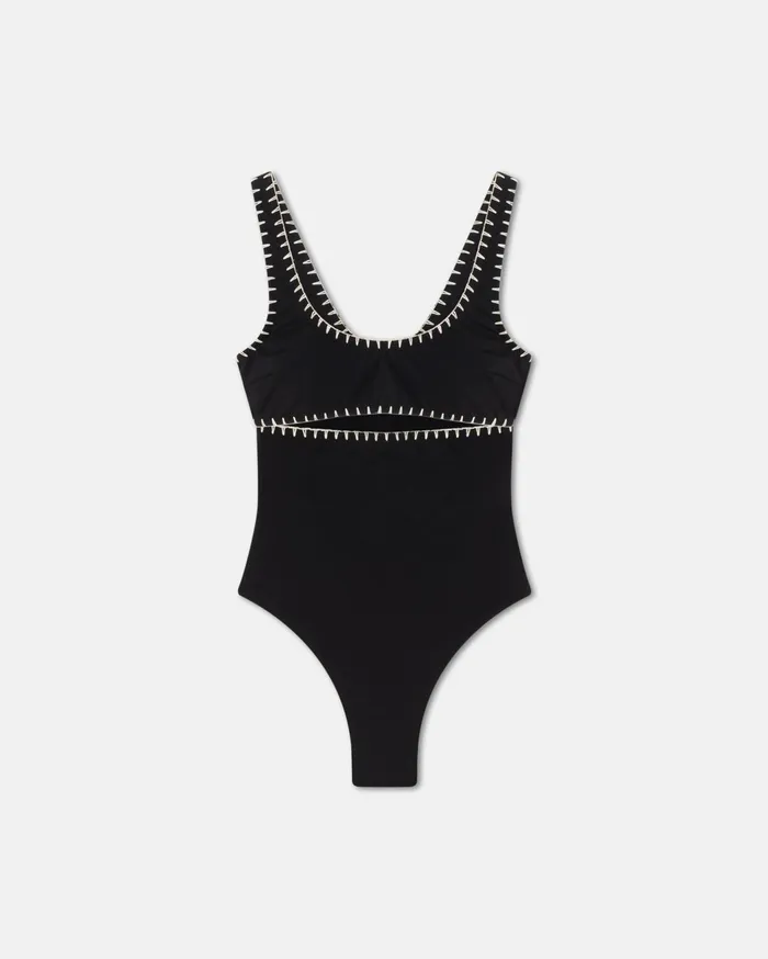Sorena Crocheted CutOut Swimsuit Black Women Nanushka Swimwear