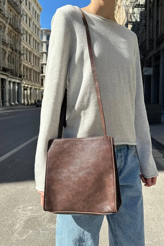 Square Purse Brown Women Brandy Melville Bags and Backpacks