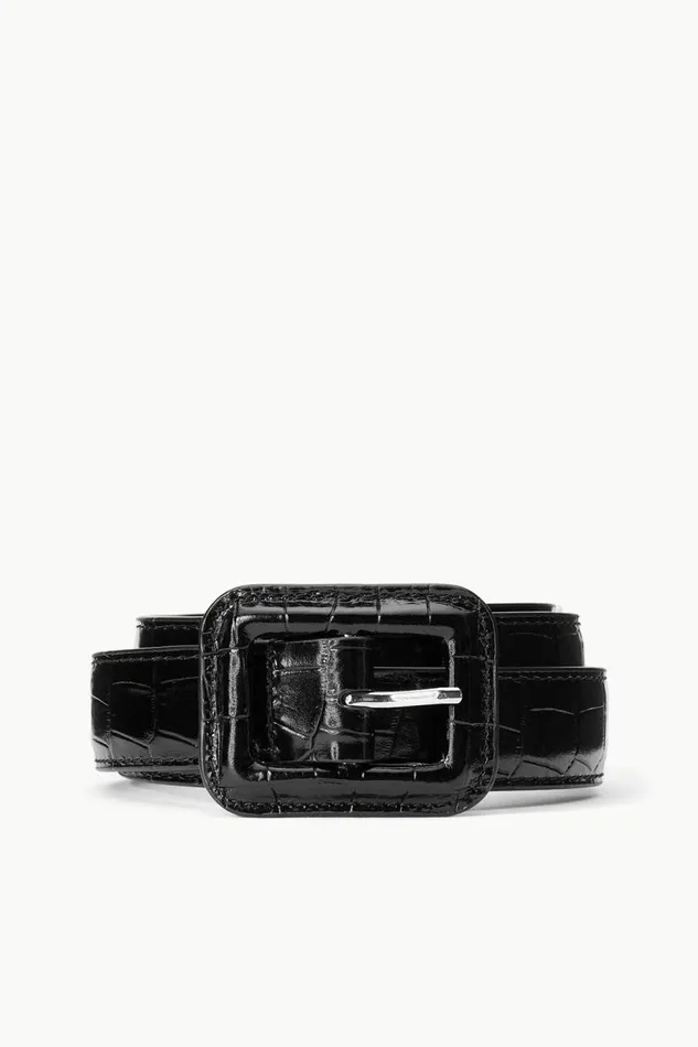 STAUD Belts Women STAUD JEANS BELT BLACK CROC EMBOSSED