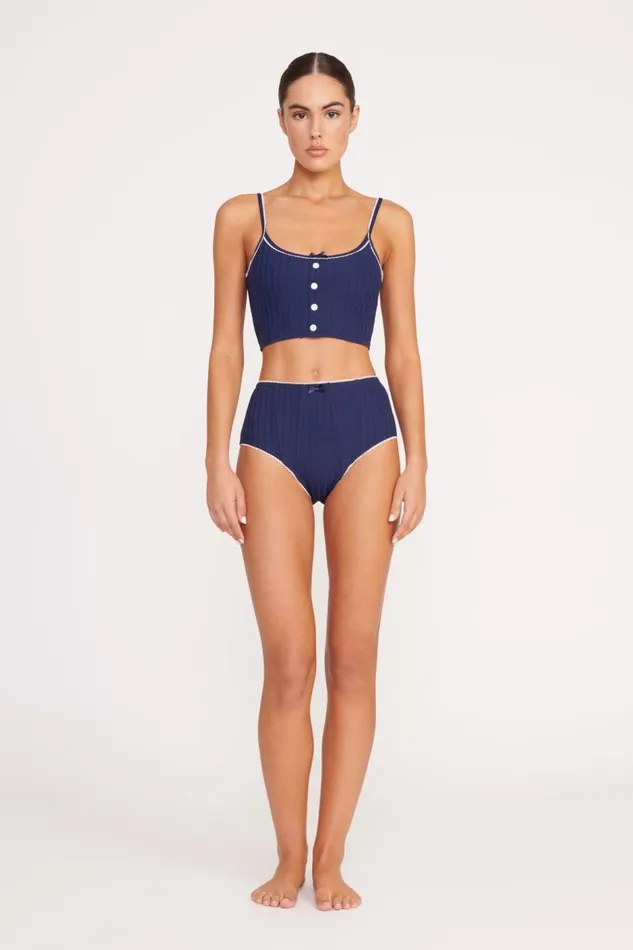 STAUD Bikinis Women STAUD ABBY SWIM TOP NAVY WHITE STAUD Bikinis Women STAUD ABBY SWIM TOP NAVY WHITE