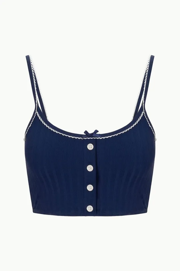 STAUD Bikinis Women STAUD ABBY SWIM TOP NAVY WHITE STAUD Bikinis Women STAUD ABBY SWIM TOP NAVY WHITE