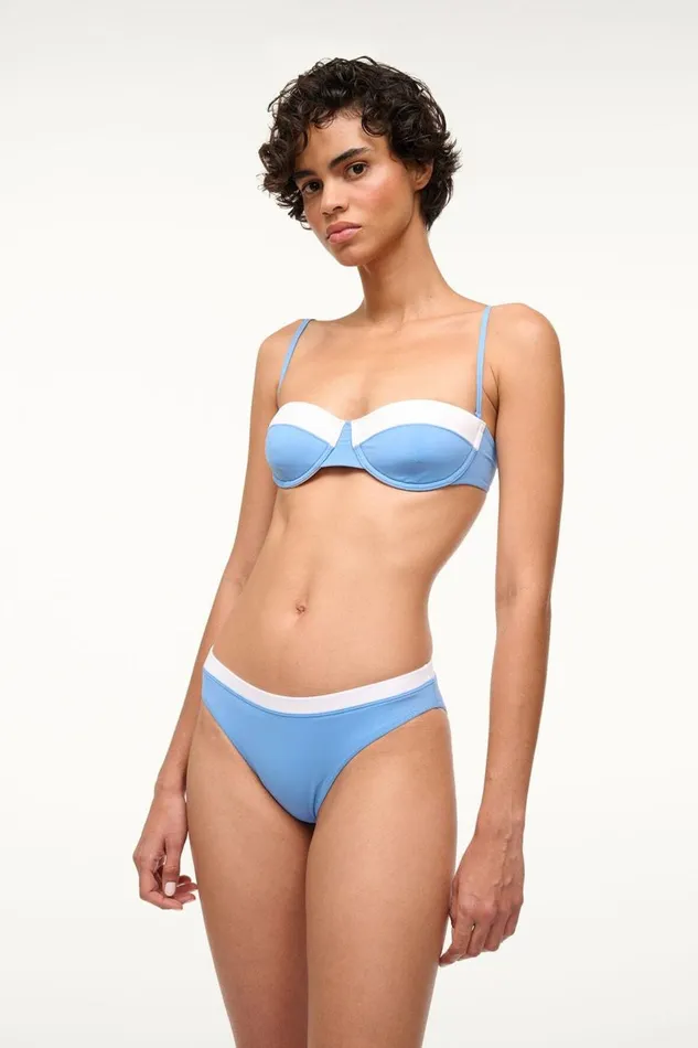STAUD Bikinis Women STAUD JO BALCONETTE BIKINI TOP AZURE WHITE
