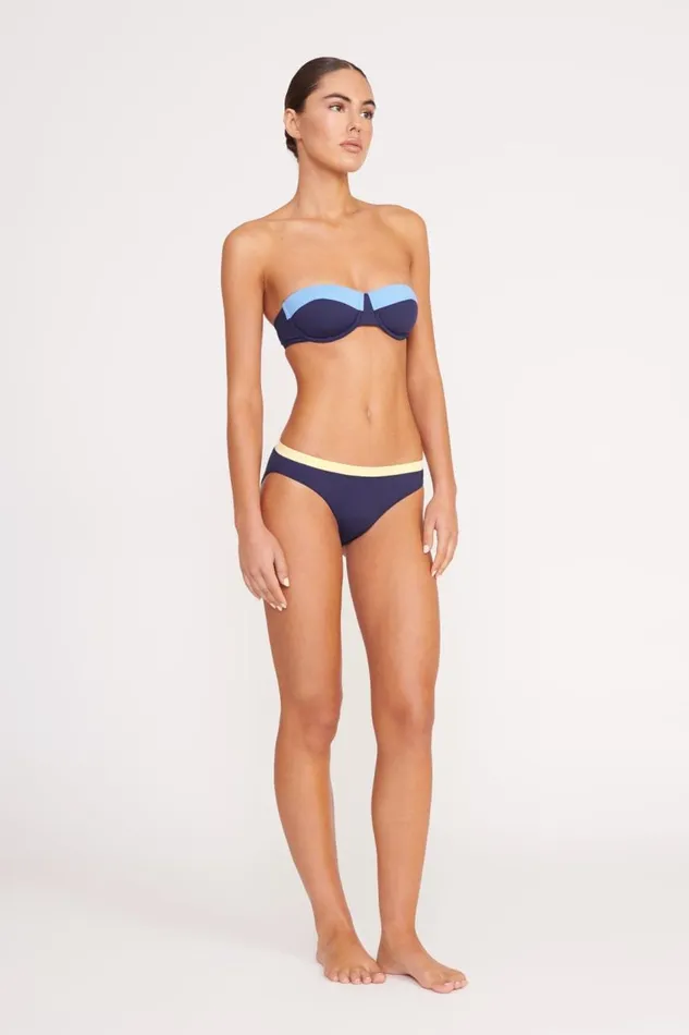 STAUD Bikinis Women STAUD JO BALCONETTE BIKINI TOP NAVY COLORBLOCK