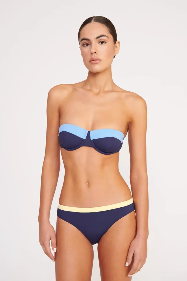 STAUD Bikinis Women STAUD JO BALCONETTE BIKINI TOP NAVY COLORBLOCK