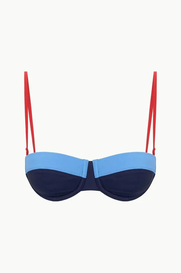 STAUD Bikinis Women STAUD JO BALCONETTE BIKINI TOP NAVY COLORBLOCK