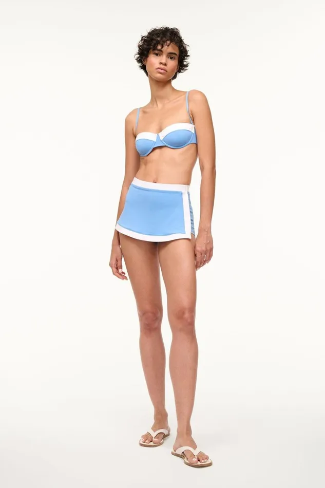 STAUD Bikinis Women STAUD NELL SWIM SKIRT AZURE WHITE