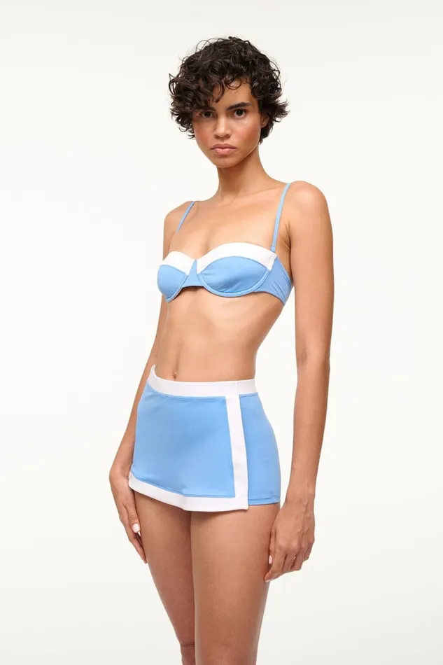 STAUD Bikinis Women STAUD NELL SWIM SKIRT AZURE WHITE STAUD Bikinis Women STAUD NELL SWIM SKIRT AZURE WHITE
