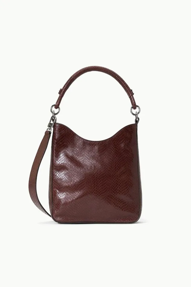 STAUD Crossbody Women STAUD MEL CROSSBODY BAG MAHOGANY SNAKE EMBOSSED