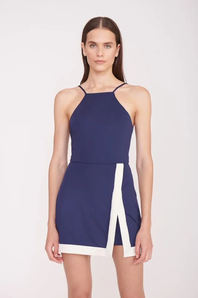 STAUD Dresses Women STAUD TOP SPIN DRESS NAVY IVORY STAUD Dresses Women STAUD TOP SPIN DRESS NAVY IVORY