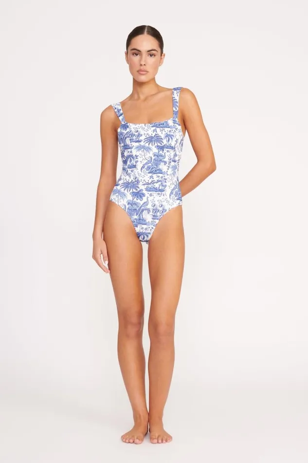 STAUD One Pieces Women STAUD ADELAIDE ONE PIECE BLUE TOILE STAUD One Pieces Women STAUD ADELAIDE ONE PIECE BLUE TOILE