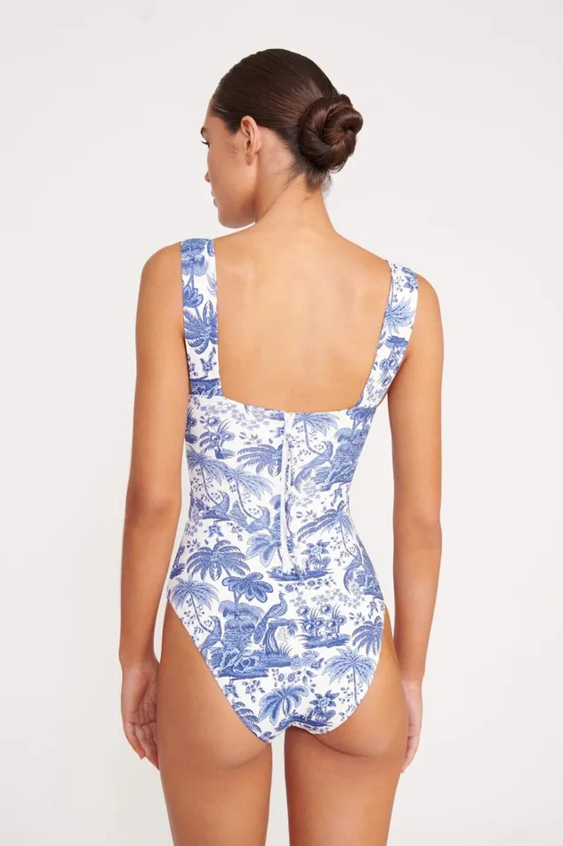 STAUD One Pieces Women STAUD ADELAIDE ONE PIECE BLUE TOILE STAUD One Pieces Women STAUD ADELAIDE ONE PIECE BLUE TOILE