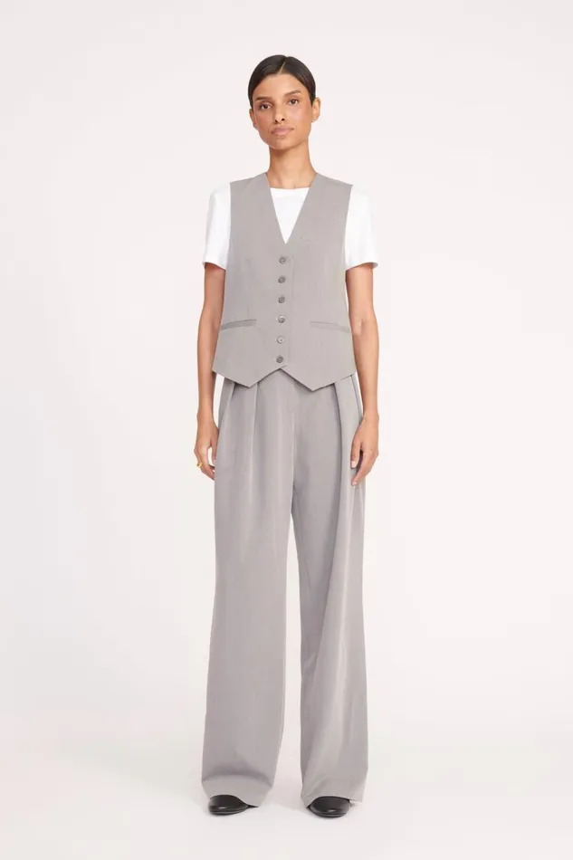 STAUD Pants and Shorts Women STAUD LUISA PANT HEATHER GREY SUITING