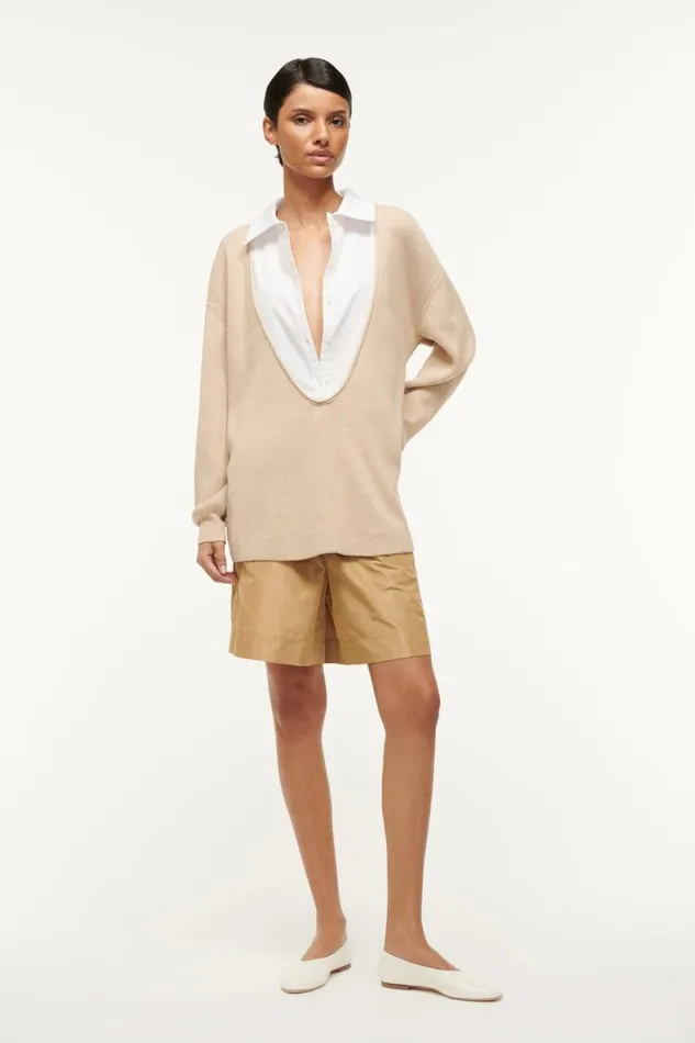 STAUD Sweaters Women STAUD PIETRO SWEATER CAMEL WHITE