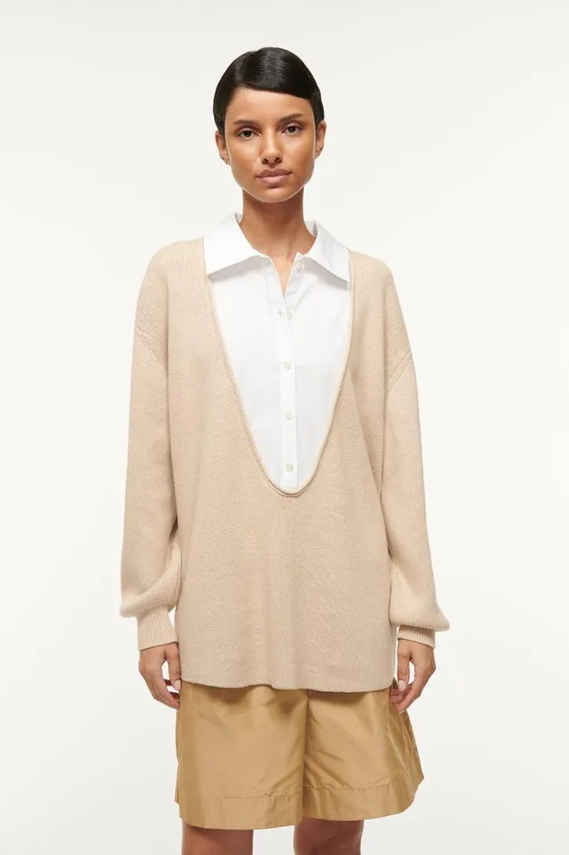 STAUD Sweaters Women STAUD PIETRO SWEATER CAMEL WHITE STAUD Sweaters Women STAUD PIETRO SWEATER CAMEL WHITE