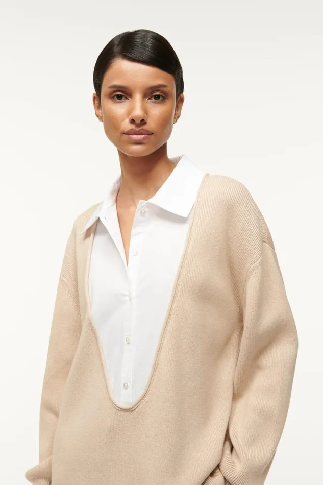 STAUD Sweaters Women STAUD PIETRO SWEATER CAMEL WHITE STAUD Sweaters Women STAUD PIETRO SWEATER CAMEL WHITE