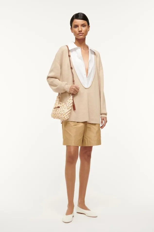 STAUD Sweaters Women STAUD PIETRO SWEATER CAMEL WHITE STAUD Sweaters Women STAUD PIETRO SWEATER CAMEL WHITE