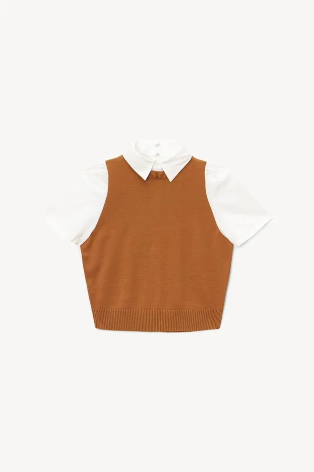 STAUD Tops Women STAUD ARYA TOP TAN WHITE STAUD Tops Women STAUD ARYA TOP TAN WHITE