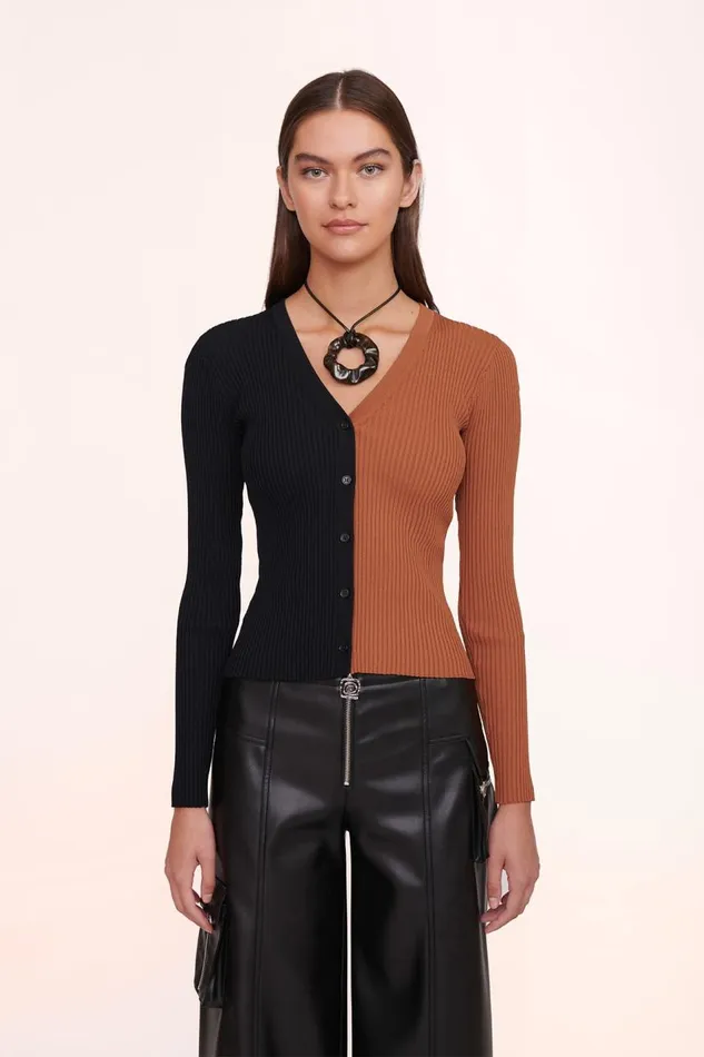 STAUD Tops Women STAUD CARGO SWEATER TAN BLACK