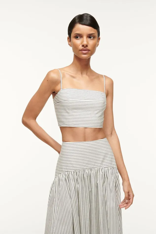 STAUD Tops Women STAUD FEDERICO TOP IVORY MICRO STRIPE