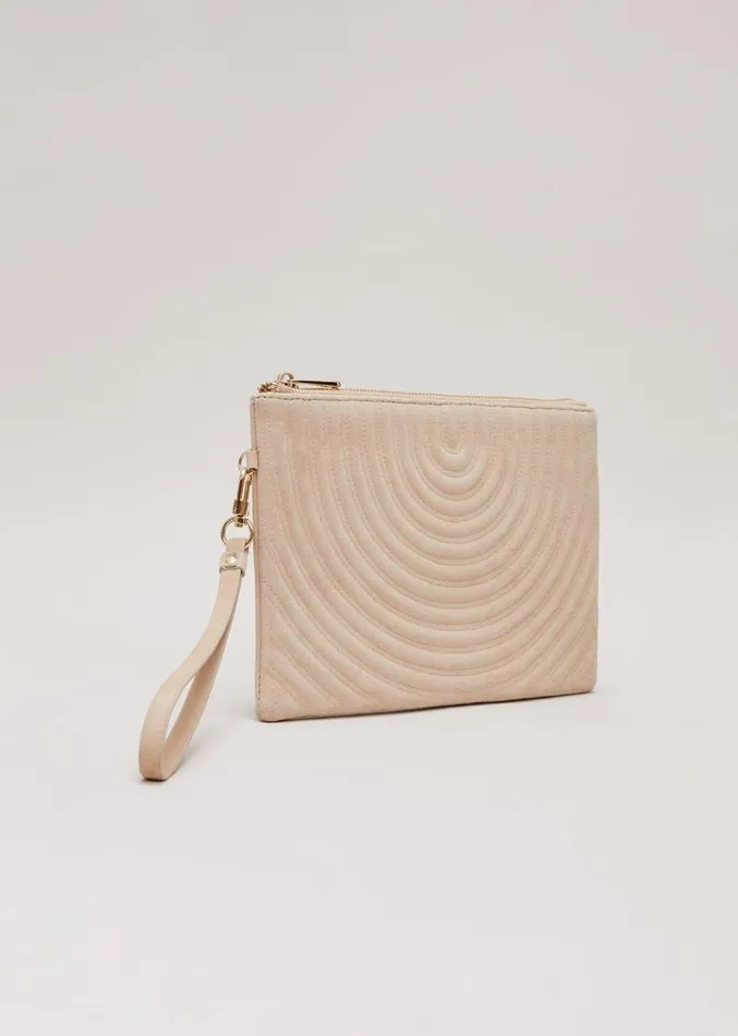 Stitch Detail Clutch Bag Neutral Women Phase Eight Bags and Clutches