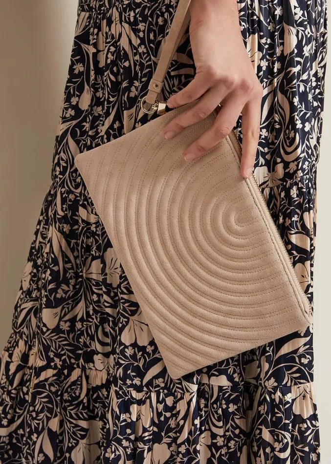 Stitch Detail Clutch Bag Neutral Women Phase Eight Bags and Clutches