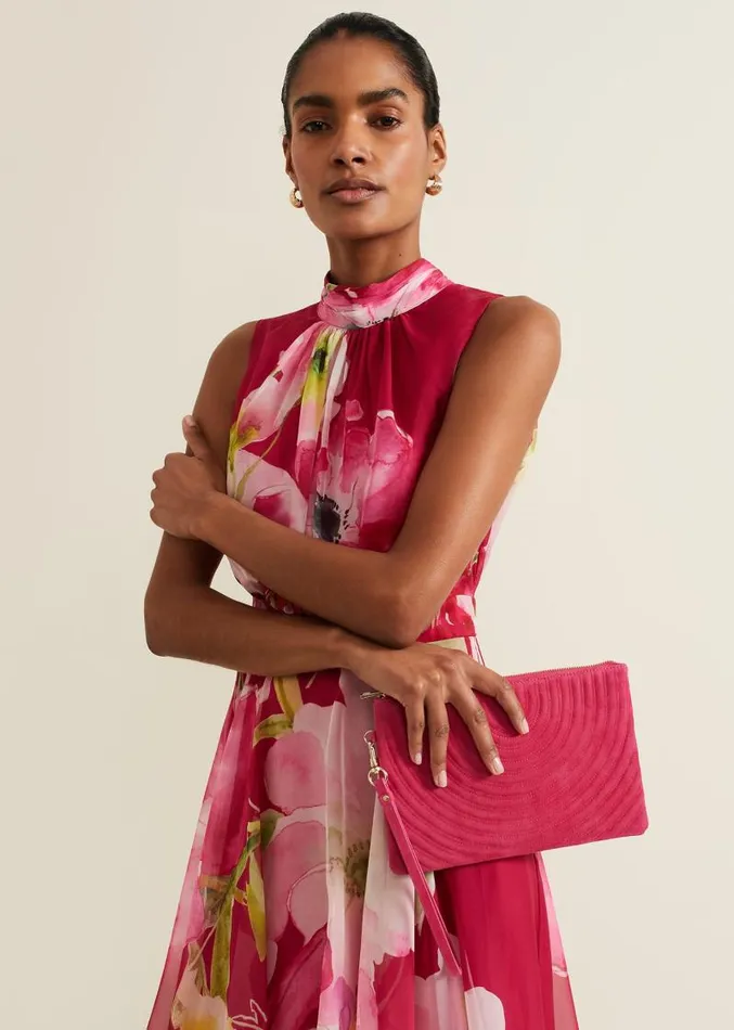 Stitch Detail Clutch Bag Pink Women Phase Eight Bags and Clutches